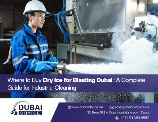 Industrial worker performing dry ice blasting Dubai on machinery using high-pressure equipment for residue removal