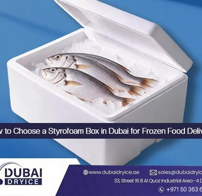 Styrofoam box in Dubai for frozen food delivery with fresh fish packed in ice
